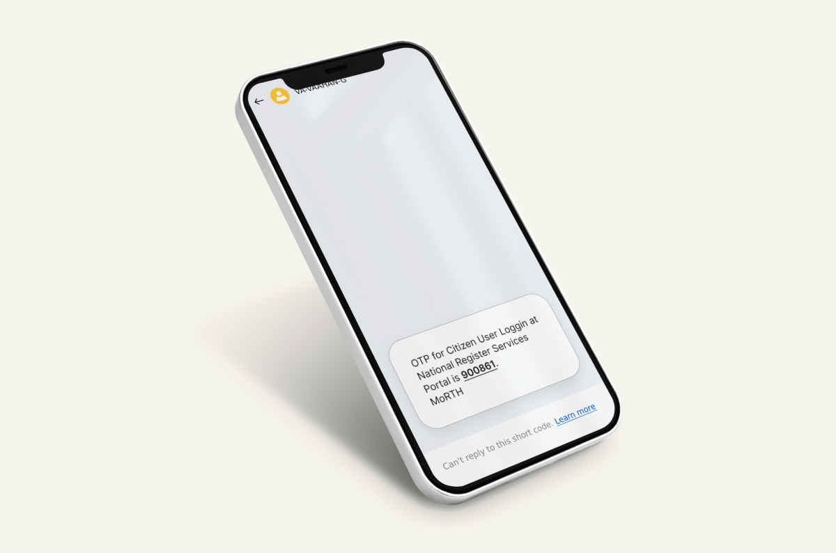 OTP SMS displayed on a smartphone screen for secure authentication