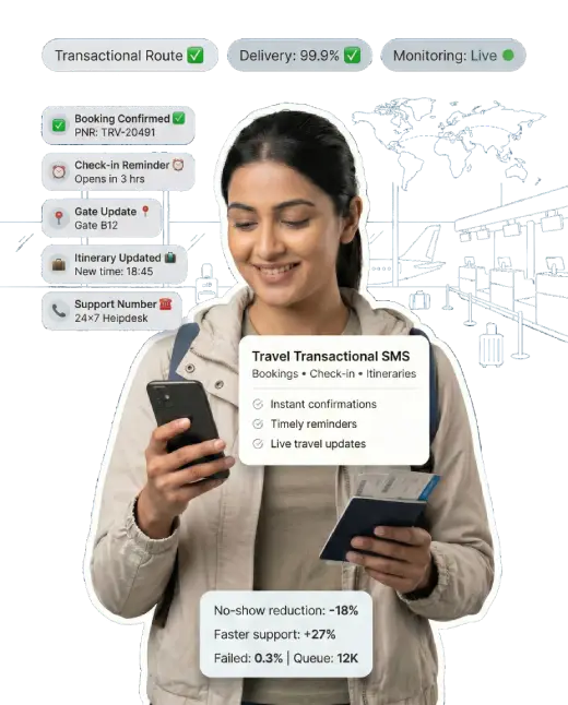 Travel OTP SMS use case for booking confirmation and login verification