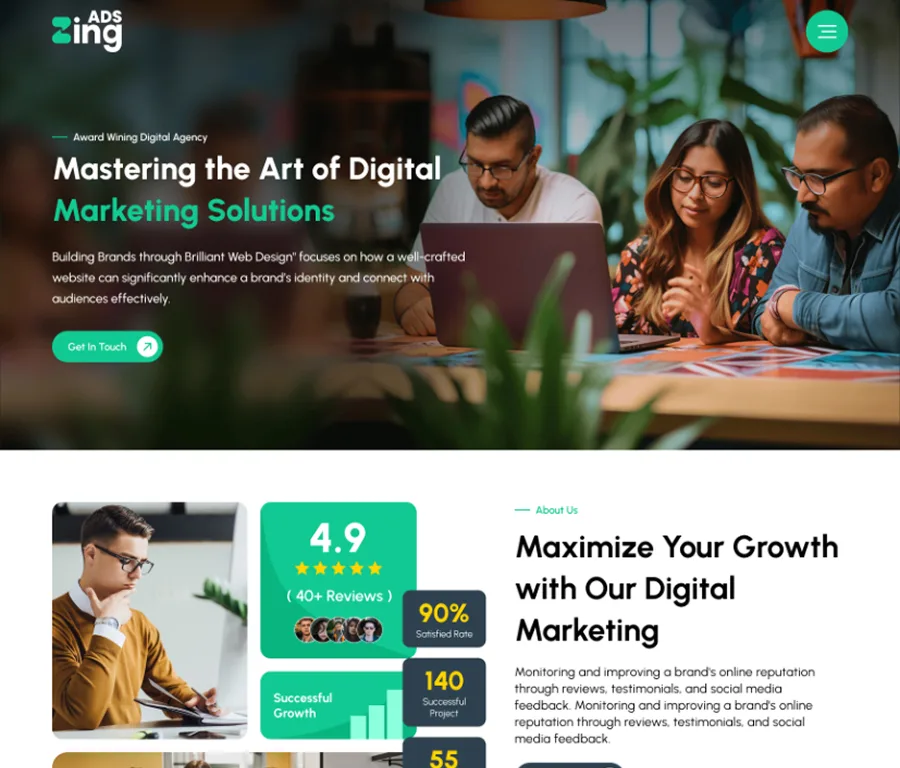 Ads Zing platform UI/UX design project preview