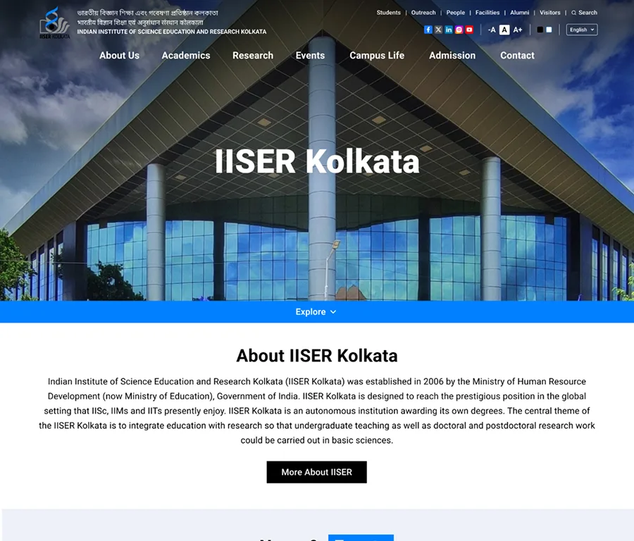 IISER Kolkata UI/UX design project preview